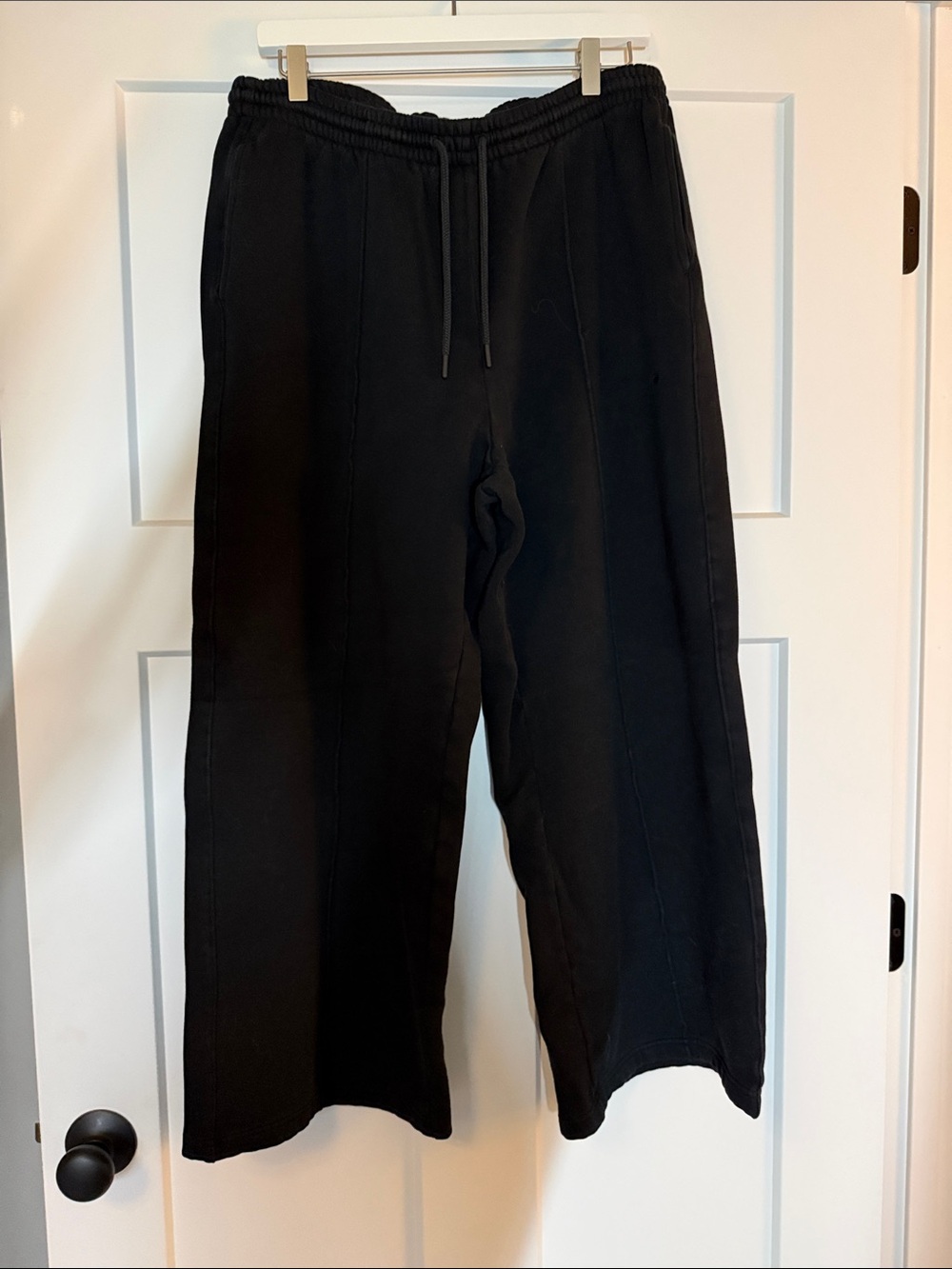 PINK Black Wide-Leg Drawstring Joggers